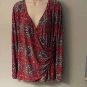 LONF SLEEVE V NICK CRISSCROSS AND GATHER TOP